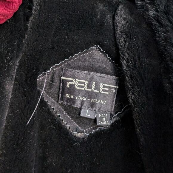 Vintage Black Suede Leather Trench Coat Fur Trim Leather Winter Jacket Large - Picture 9 of 11